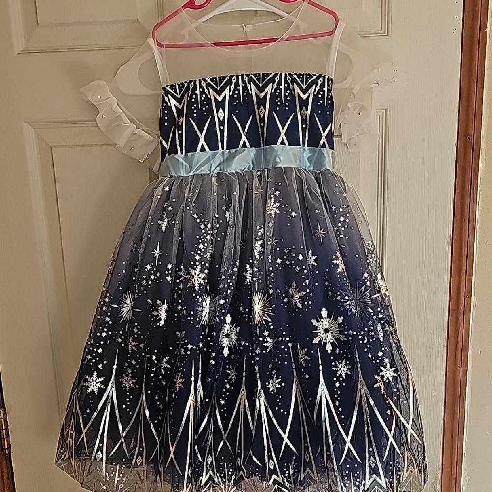 Navy Blue and Silver Snowflake Dress